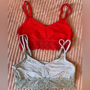 Bundle of 2 Aerie Lace Bralette Red/Gray Size Large